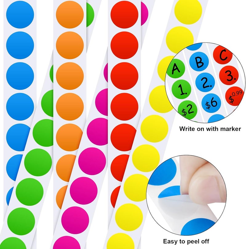 WUINOID 6000 Pcs Colored Dot Stickers, Circle Color Coding Labels, Garage Yard Sale Price Stickers, Office Classroom Decor Must Haves Supplies, Pricing Tag Labels - Image 3